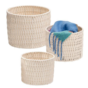 Honey Can Do 3-Piece White Cozy Weave Baskets