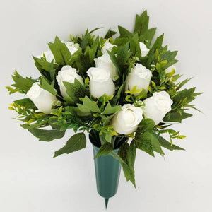 Transpac Imports Inc. Rose and Leaves Bouquet In Cone Vase