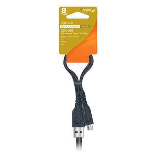Power Up 8ft Braided Cable Type C, Gray