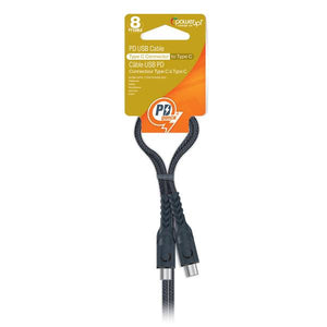Power Up 8ft Braided Cable Type C to Type C, Gray