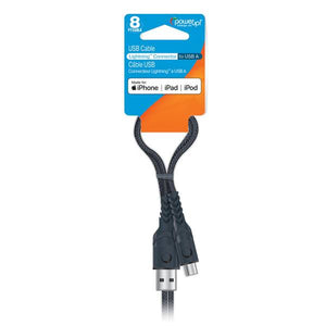 Power Up 8ft Braided Cable MFi 8-pin, Gray