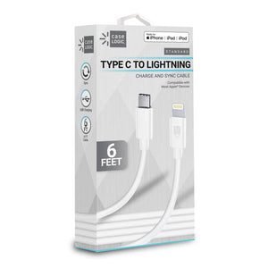 Case Logic Type C to Lightning Charge and Sync Cable, White, 6'