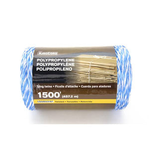 King Chain 5/64" x 1500' 2 Ply Polypropylene Split Tying Twine, White/Blue