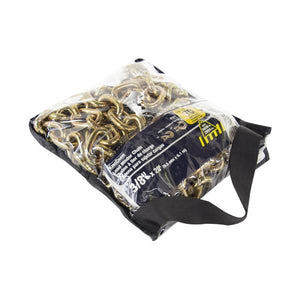 King Chain 3/8" x 20' Grade 70 Gold Chromate Transport Chain with Hooks and Latch