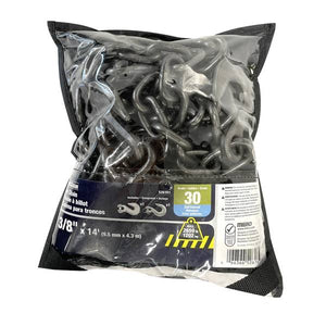 King Chain 3/8" x 14' Grade 30 Self-Colored Log Chain with Grab and Slip Hooks