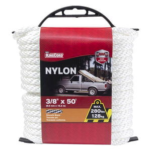 King Chain 3/8" x 50' Smooth Braid Nylon, White
