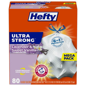 Hefty 80-Count 13 Gallon Ultra Strong Lavender Sweet Vanilla Trash Bags