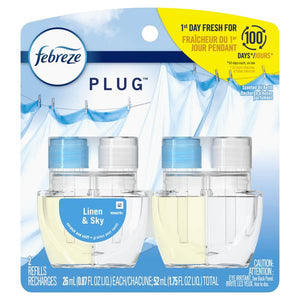 Febreze Plug In Air Freshener Scented Oil Refill Linen & Sky, 2ct