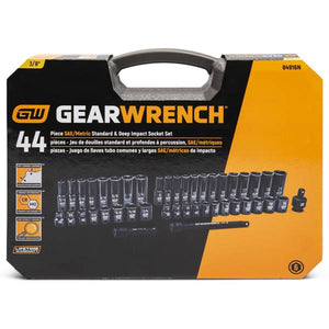 GearWrench 3/8" Drive 6 Point Standard & Deep Impact SAE/Metric Socket Set, 44-Piece