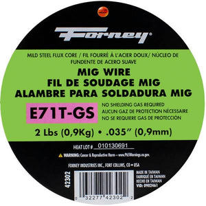 Forney E71T-GS Self, Steel Flux-Core Welding Wire, .035 inch x 2 Pound