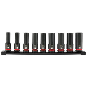 Milwaukee 9PC SHOCKWAVE Impact Duty 1/2" Drive Metric Deep 6 Point Socket Set