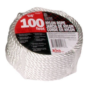 Baron Manufacturing 1/4" x 100' White Twisted Nylon Rope