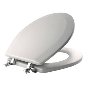 Mayfair Edgewater Round Enameled Wood Toilet Seat White with Chrome Hinges