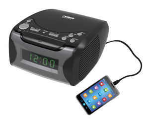 Dual Alarm Clock Radio with CD Player and USB Charge Port