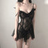 Sexy flirting sheer pajama set - # Black Medium