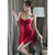 Passion front button pure desire pajama set - # Red