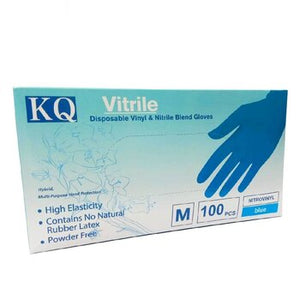 KQ - Vitrile Disposable Vinyl &amp; Nitrile Blend Gloves -blue (S)