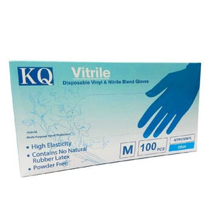 KQ - Vitrile Disposable Vinyl &amp; Nitrile Blend Gloves -blue (M)