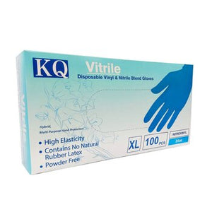 KQ - Vitrile Disposable Vinyl &amp; Nitrile Blend Gloves -blue (XL)