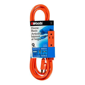 Woods 9' 16/3 Orange Triple Outlet Cord