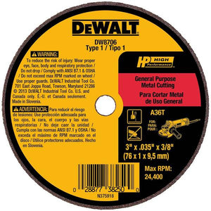 DEWALT 3"x.035"x3/8" HP Metal Cutoff Wheel