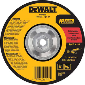 DEWALT 4-1/2"x1/4" HP Metal Grinding Wheel