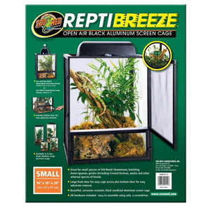 Zoo Med Reptibreeze Open Air Aluminum Screen Cage - Black - Small (16"L x 16"W x 20"H)