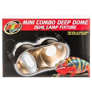 Zoo Med Mini Combo Deep Dome Lamp Fixture - Black - Up to 100 Watts - Each Socket