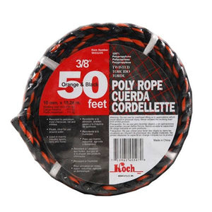 Baron Manufacturing 3/8" x 50' Orange/Black Poly Rope