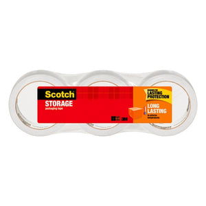 Scotch 3-Pack 1.88" x 54.6 yd Long Lasting Storage Packaging Tape
