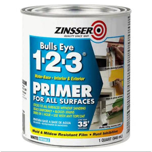 Zinsser 1 Qt Bulls Eye 1-2-3 Flat White Water-Base Primer