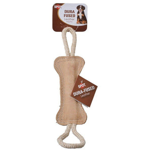 Spot Dura-Fused Leather Bone Tug Dog Toy - 18" Long