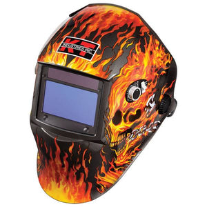 K-T Industries Flaming Skull Auto - Darkening Welding Helmet