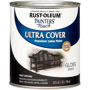 Rust-Oleum 1 Qt Painter's Touch Ultra Cover Gloss Black Premium Latex Paint