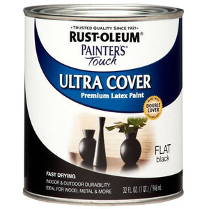 Rust-Oleum 1 Qt Painter's Touch Ultra Cover Flat Black Premium Latex Paint