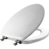 Mayfair Edgewater Elongated Enameled Wood Toilet Seat White with Brushed Nickel Hinges