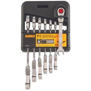 DEWALT SAE 7 Piece Flex Head Combo Ratcheting Wrench Set