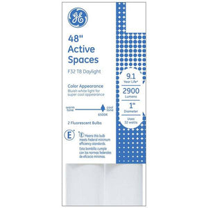 GE 2-Pack 48" 32-Watt Daylight T8 Active Spaces Light Bulbs