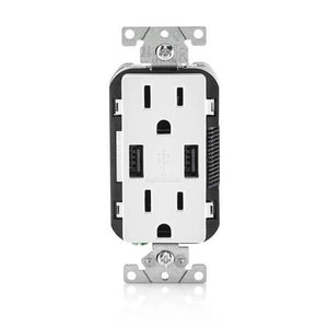 Leviton White USB Duplex Tamper Resistant Receptacle