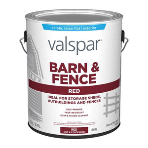 Valspar Barn & Fence Latex Exterior Paint, Flat, Red