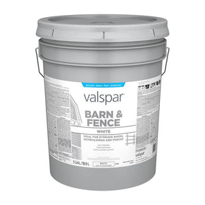 Valspar Barn & Fence Latex Exterior Paint, Flat, White