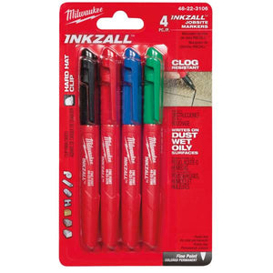 Milwaukee Inkzall Fine Point Jobsite Markers-4 Pack