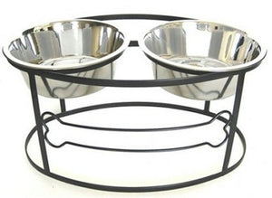 Bone Raised Double Dog Bowl - Medium/Black