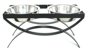 SeeSaw Double Elevated Dog Bowl - Medium/Black