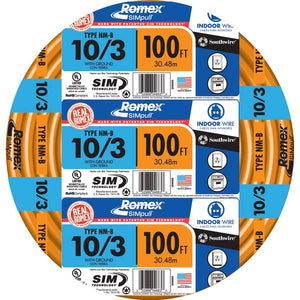 Southwire Romex SIMpull NM-B 10/3 Indoor Wire with Ground