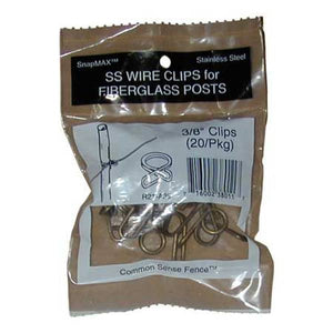 Common Sense Fence 20-Pack 3/8" SnapMax Stainless Steel Wire Clips for Fiberglass Posts