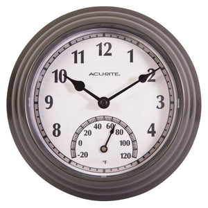 AcuRite Gunmetal Outdoor Clock with Thermometer