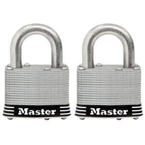 Master Lock Laminated Stainless Steel Shackle Keyed Padlock - 2 Pack