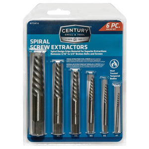 Century Drill & Tool 6-Piece Spiral Flute Screw Extractor Set