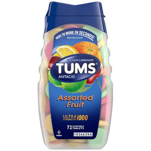 Tums 72 Ct Ultra Strength Antacid Chewable Assorted Fruit